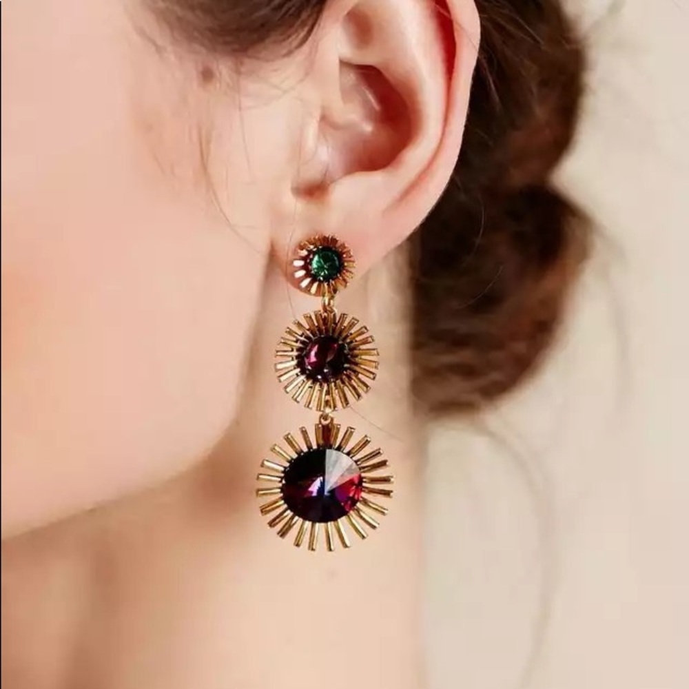 Multicolored crystal earrings - Picture 5 of 8